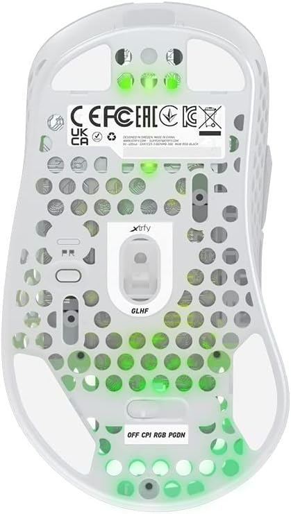 Xtrfy M4 Wireless, Wireless Ultra-Light Gaming Mouse, Optimised for E-Sports, 2.4 GHz, RF RGB Lighting, Adaptable Ergonomic Right-Handed Mouse, Rechargeable, White