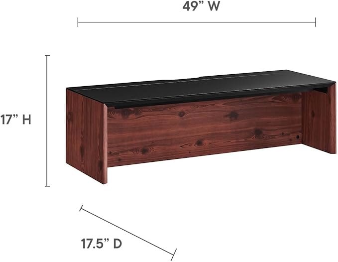 Modway EEI-6312-BLK-CHE Kinetic 49" Wall-Mount Office Desk with Cabinet and Shelf, Black Cherry
