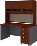 Bush Business Furniture Series C 60W x 30D Office Desk with Hutch and Mobile File Cabinet in Hansen Cherry