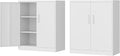 Fesbos Metal Storage Cabinet-36” Tall Steel File Cabinet with Lockable Doors and Adjustable Shelves-White Steel Storage Cabinet for Home, School, Office, Garage