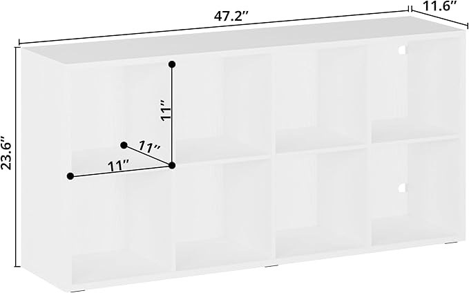 IROCNK Bookshelf, 8-Cube Storage Cube Shelf Organizer, Extra Thick Frame Horizontally & Vertically Reversible Bookcase with Open for Living Room, Bedroom, Home Office, White