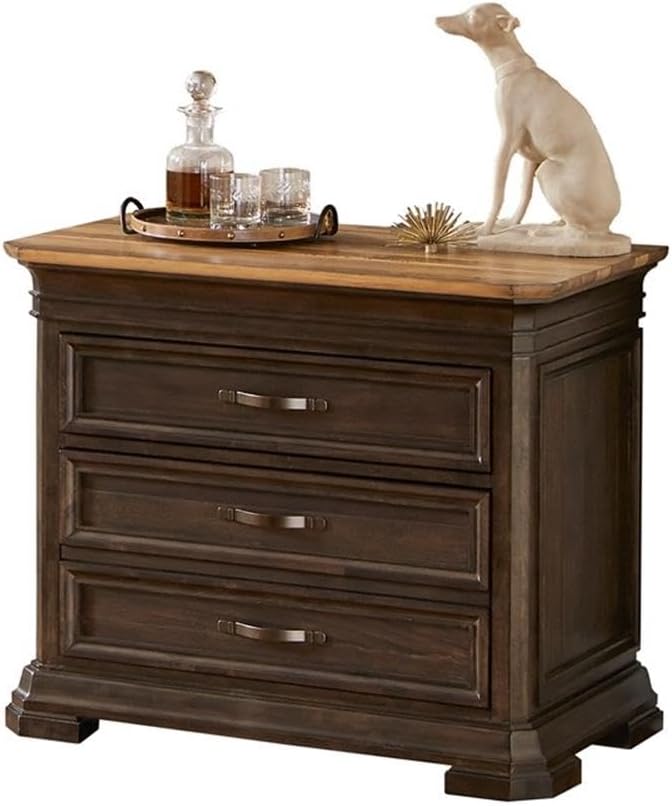 Pemberly Row Set of 3 Executive Desk w/Power Center & Filing Cabinet & Bookcase