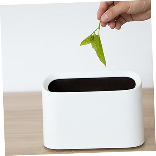 MAGICLULU Desktop Trash Can Slim Portable Wastebasket for Home Office and Car Mini Multifunctional Garbage Bin with Opening for Easy Disposal Stylish White Design