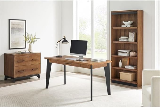 Pemberly Row Set of 3 Fully Assembled Office Desk & Filing Cabinet & Bookcase