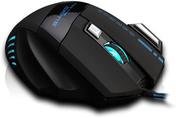 AFUNTA Zelotes Ergonomic 7200 DPI LED Optical Wired Gaming Mouse Mice 7 Buttons Compatible Mac Pro Gamer PC Laptop Desktop Notebook-Black Black(T80)