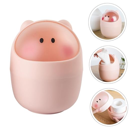 Cabilock Slim Can Flip Lid Desktop Garbage Bin Storage Bin for Kitchen Trash Can for Bedroom