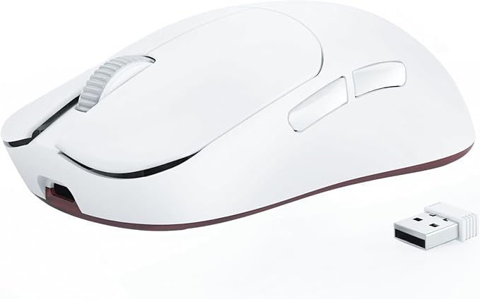 FELICON x AJAZZ AJ099 Wireless Gaming Mouse, 59g Lightweight Pixart Sensor PAW3311, 6 DPI up to 12K, 2.4G/USB-C Wired 200Hrs Battery Programmble Computer Mice for WIn/Mac/PS4/XBOX/Gamer/Office(White)