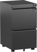 Bonusall 2 Drawer File Cabinet, Metal Rolling File Cabinets with Lock, Filing Cabinets for Home Office Fit A4/Letter/Legal, Easy Assembled, Black