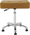 Kaleurrier Heavy Duty Stools with Bell Glides Backless Height Adjustable Stool - Swivel Stool Chair for Counter Bar Office Lab Home Kitchen Lab Clinic Dentist Classroom (Stationary Casters, Camel)