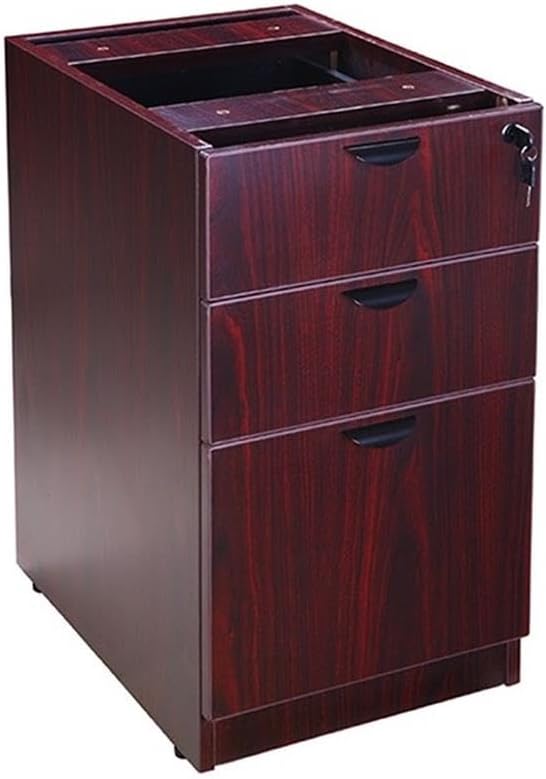 Boss Office Products Holland 66" Executive Desk and Credenza with Dual File Storage Pedestals and Hutch, Mahogany