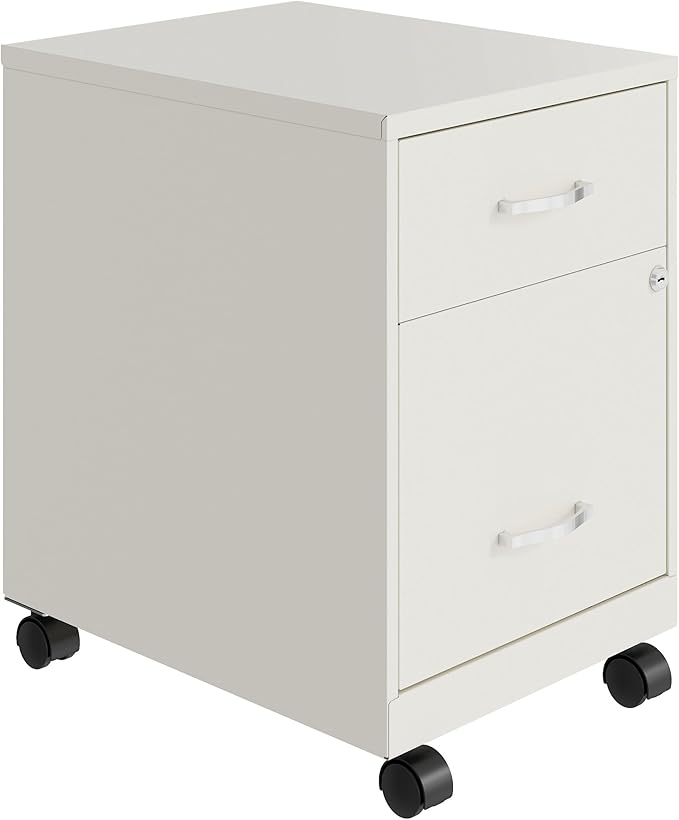 Hirsh Industries Space Solutions Home Office Metal Desk and Storage Set - White
