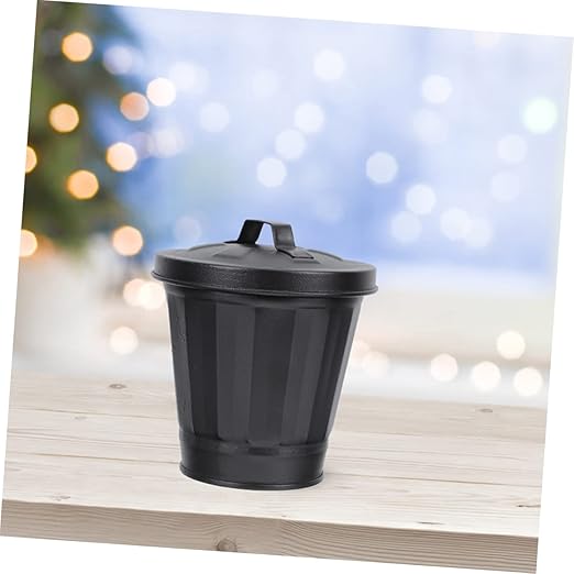 GLEAVI 2pcs Slim Metal Trash Cans Mini Desktop Garbage Bins Classic Farmhouse Style Decorative Wastebasket for Home Decor