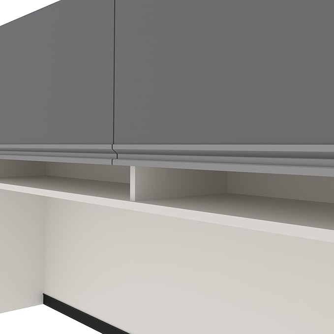BESTAR Connexion U-Shaped Workstation with Two Oversized Pedestals, Slate/Sandstone
