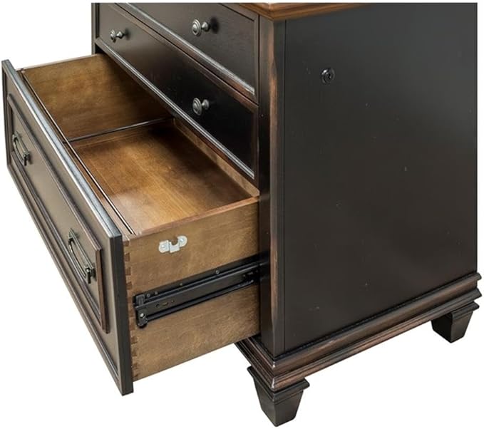 BOWERY HILL Set of 3 Double Pedestal Office Desk and Bookcase and Filing Cabinet