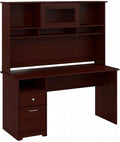 Bush Furniture Cabot 60W Computer Desk with Hutch and Drawers in Harvest Cherry