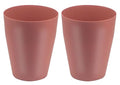 Feisco Small Trash Can,Plastic Round Bathroom Wastebasket Garbage Can for Bathroom Bedroom Kitchen Office (Brick Red, Pack of 2)