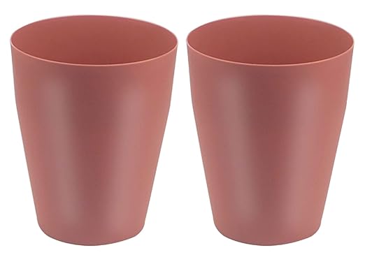Feisco Small Trash Can,Plastic Round Bathroom Wastebasket Garbage Can for Bathroom Bedroom Kitchen Office (Brick Red, Pack of 2)