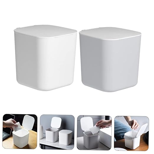 SOLUSTRE 2pcs Mini Trash Can Lids Storage Bin Lids for Desk Slim Garbage Can Covers Waste Containers for Car Desktop Litter Bins
