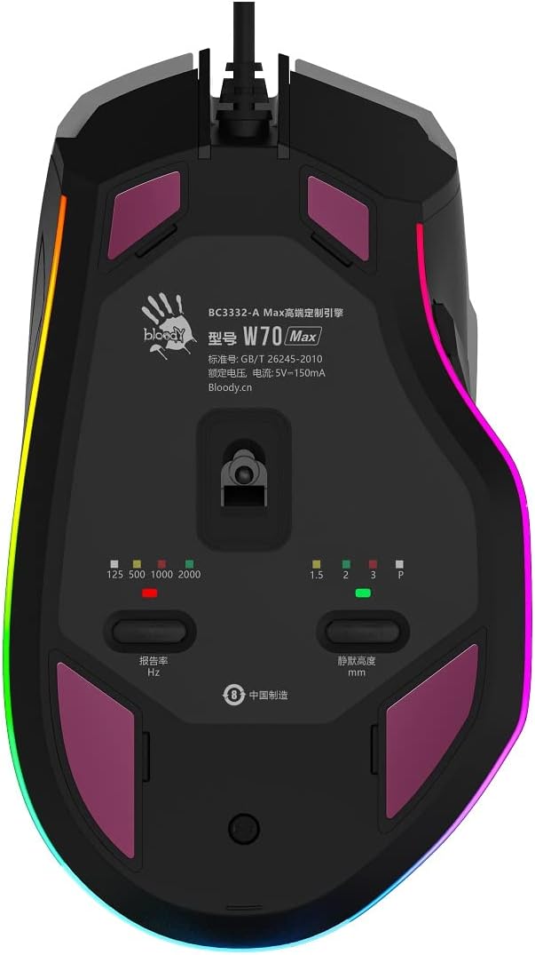 Bloody Gaming W70 Max Gaming Mouse 10,000 CPI 250 IPS RGB Gaming Mouse Panda White