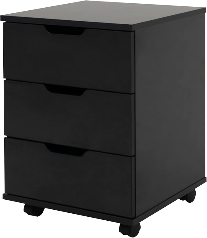 Farini 3-Drawer Vertical Filing Cabinet Rolling Wood Mobile File Cabinets Under Desk for Home Office with Casters,Black,Fully-Assembled