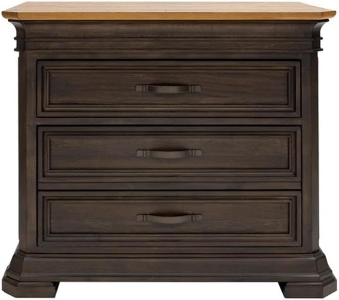Pemberly Row Set of 3 Executive Desk w/Power Center & Filing Cabinet & Bookcase