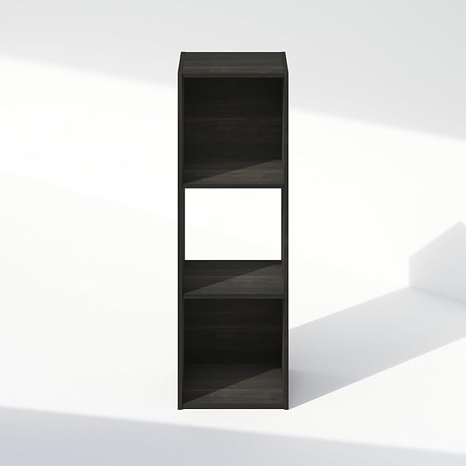 Furinno PELLI Book Shelf, 3-Cube Bookshelf, Cube Storage Organizer Bookcase, 11.7 x 12.1 x 35.4, for Living Room, Bedroom, Home Office, Espresso