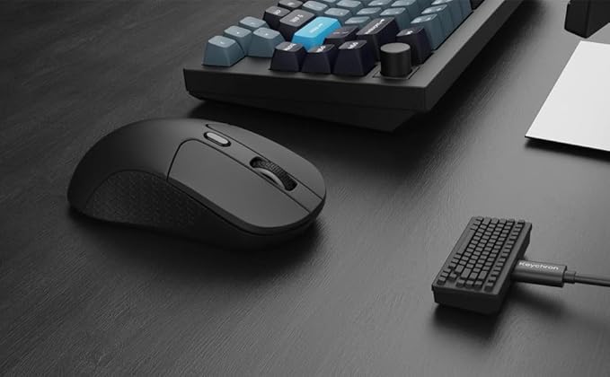 Keychron M3 Wireless Gaming Optical Mouse, Tri-Mode 2.4 GHz/Bluetooth 5.1/Wired, PixArt PAW 3395 Sensor, 4000Hz Polling Rate, 79g Lightweight Programmable Macro Button for Windows PC/Mac - Black
