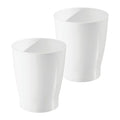 iDesign Small Round Plastic Bathroom Trash Can - Ideal for Bathroom or Office - Set of 2 - White