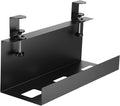 16×6×6 Inch No Drill Clamp-on Power Strip Cable Management Tray Under Standing Desk Steel Cable Organizer Wire Cord Tamer for Office, Home, Garage(Black)