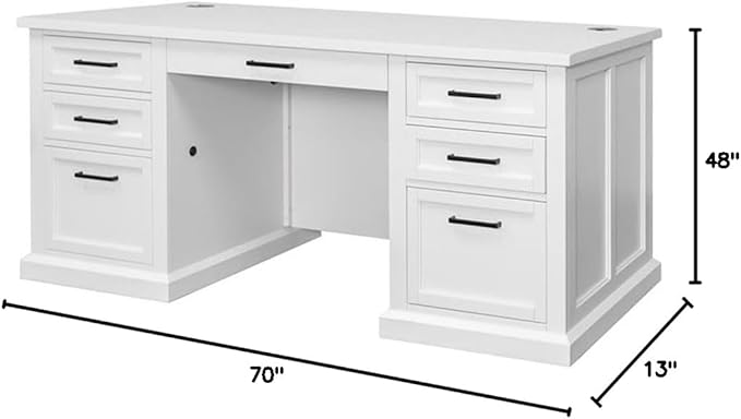 Pemberly Row Set of 3 Fully Assembled Office Desk & Filing Cabinet & Bookcase