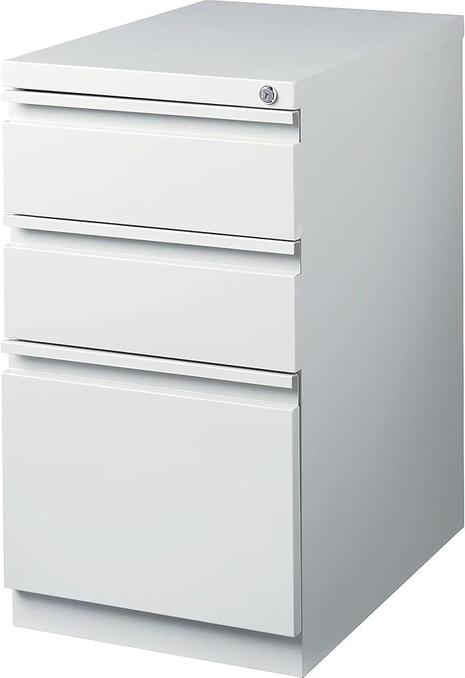 STAPLES 3-Drawer Vertical File Cabinet, Letter Size Documents, Lockable & Mobile, 23" D x 15" W x 27.75" H, Light Gray