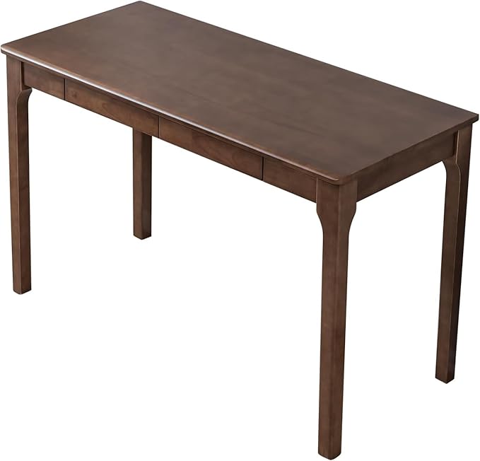 Solid Wood Desk, Gaming Study Home Office Desks for Work, Student PC Desk for Bedroom, Small Computer Desk for Small Spaces, Easy to Assemble (Walnut Color, 47inch)