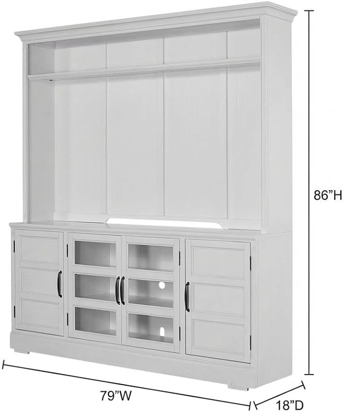 Starlight Canyon Home White Furniture 76 in. TV Console with Hutch, Modern Entertainment Center, Durable Construction, Stylish Storage Solution for Living Room
