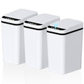 jinligogo 3Pack Bathroom Small Trash Can with Lid, 2.6 Gallon Touchless Automatic Garbage Can Slim Waterproof Motion Sensor Smart Trash Bin for Bedroom, Office, Living Room-White