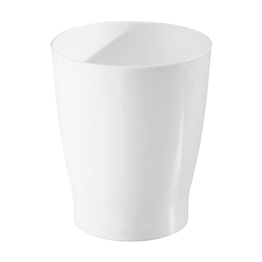 iDesign Small Round Plastic Bathroom Trash Can - Ideal for Bathroom or Office - White - Made in USA