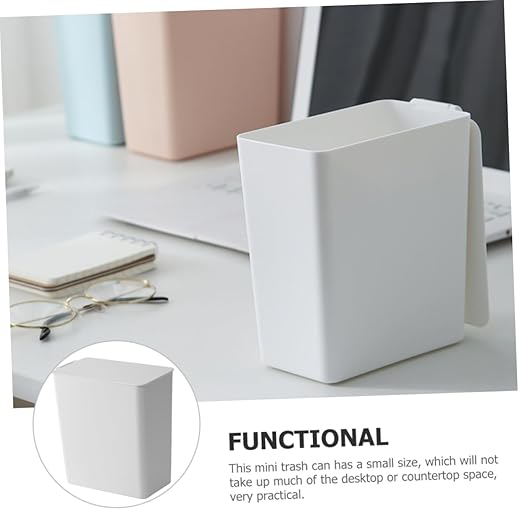 Mini Trash Can Lid Compact Desktop Garbage Bin for Office Bedroom Kitchen Slim Design Odor-Blocking Portable Waste Container