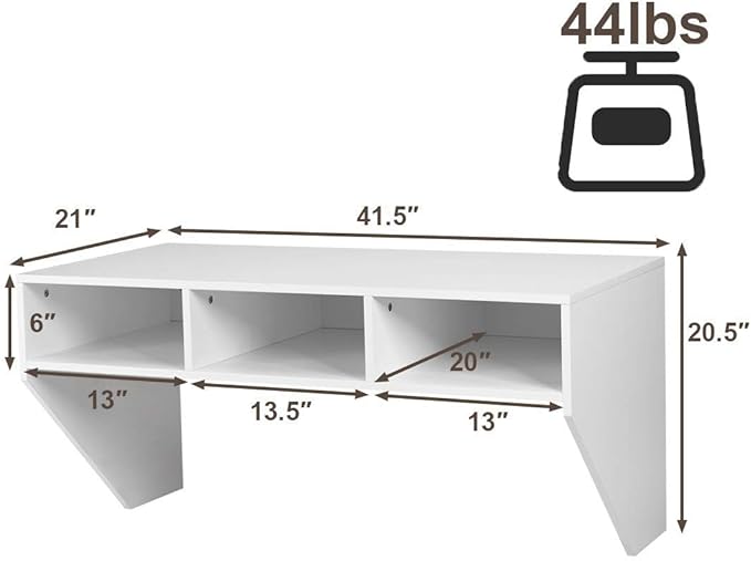 Giantex Wall Mounted Storage Cabinet and Floating Computer Desk Set W/Storage Shelves for Living Room, Bedroom, Office TV Media Floating Console Table Set