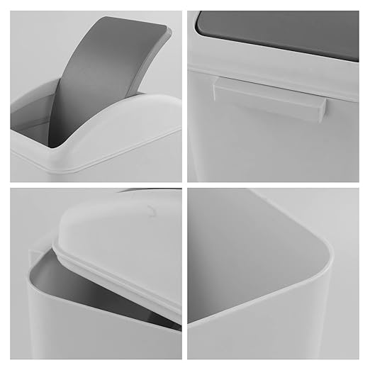 4.2 Gallon Swing Lid Trash Can, Plastic Waste Bin Garbage with Lid, Grey