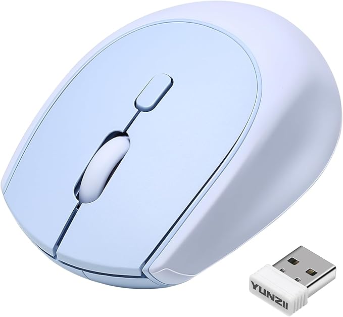 YUNZII C2 Wireless Mouse,2.4GHz Cute Silicone Noiseless Wireless Computer Mouse, Quiet Clicks, 3 Adjustable DPI, 1600 DPI Optical Tracking, Portable Ergonomic Mice for Laptop/PC/Mac (Blue)