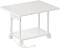 Asgolion Printer Table, 2-Tier Under Desk Printer Stand with Charging Station, Printer Stand with Wheels, PrinterShelf for Small Spaces, Printer Cart for Home Office White
