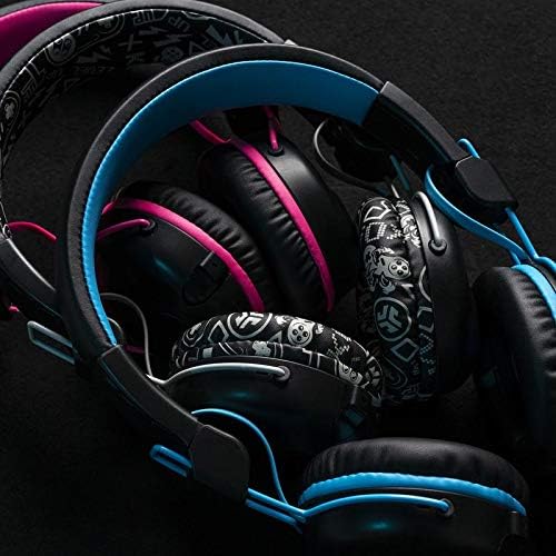 JLab JBuddies Play Gaming Wireless Kids Headset, Blue, 22+ Hour Bluetooth 5 Playtime 60ms Super-Low Latency for Mobile Gameplay, Retractable Boom Mic, AUX Cord Compatible w/Gaming Consoles