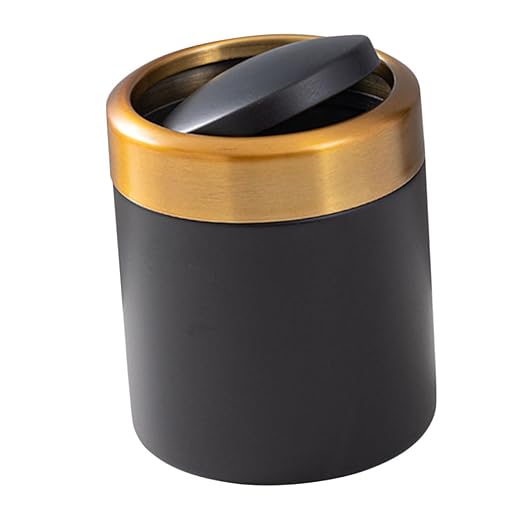 ABOOFAN Mini Stainless Steel Trash Can with Lid Compact Round Desktop Waste Bin for Bathroom Bedroom and Kitchen Slim Design for Small Spaces