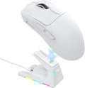 ATTACK SHARK X1 Ultralight Wireless Gaming Mouse with Magnetic RGB Charging Dock,PixArt PAW3395 Pro Sensor,40000DPI,BT/2.4Ghz/Wired,1K Polling,Optical Micro Switch,Web Driver for PC Mac Gamer(White)