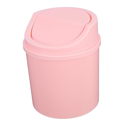 Zerodeko Compact Tabletop Waste Receptacle Desk Top Small Trash Can Slim Office Bin Mini Garbage Can Lid for Home