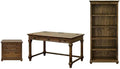 Pemberly Row Set of 3 Office Desk with Power Center & Filing Cabinet & Bookcase