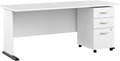 Bush Business Furniture Studio A 72W Computer Desk with 3 Drawer Mobile File Cabinet in White, Commercial-Grade Gaming and Work Table for Home or Professional Office