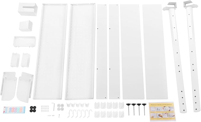 Desktop Hutch Bookshelf with Pegboard, Multipurpose Desk Shelf Clamp Bookcase Storage Rack Display Shelf Clip-on Desk Top Organiser for Home Office Dorm, Study Rooms, Bedrooms