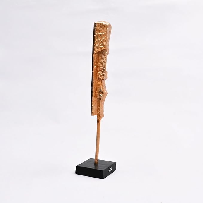 Set of 2 Modern Abstract Aluminum Sculptures 22.5" & 21" H with Black Base Gold & Nickel Finish for Living Room Office Home Decor