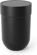 Umbra Touch Trash Can, Small 1.6-Gallon Garbage Bin with Swing Lid, Waste Basket for Bathroom or Office, Black