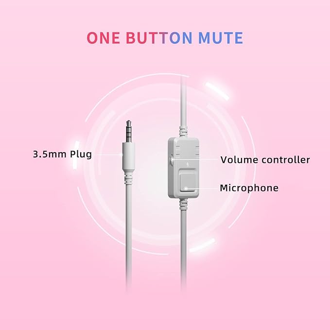 SOMIC G951s Pink Stereo Gaming Headset with Mic for PS4,Xbox,PC,Mobile Phone,3.5mm Noise Reduction Cat Ear Headphones Lightweight Over Ear Headphones for Woman